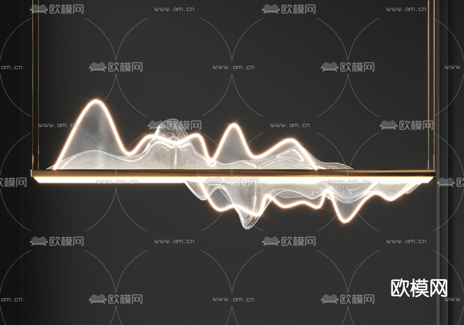 新中式创意吊灯su模型下载（渲染图1）