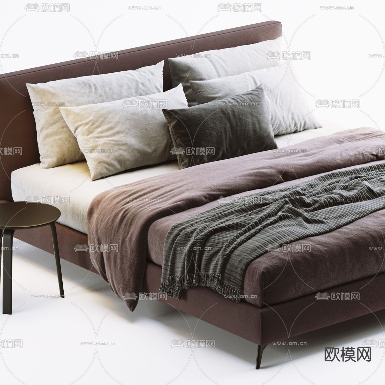 Meridiani 现代布艺双人床3d模型下载（渲染图2）