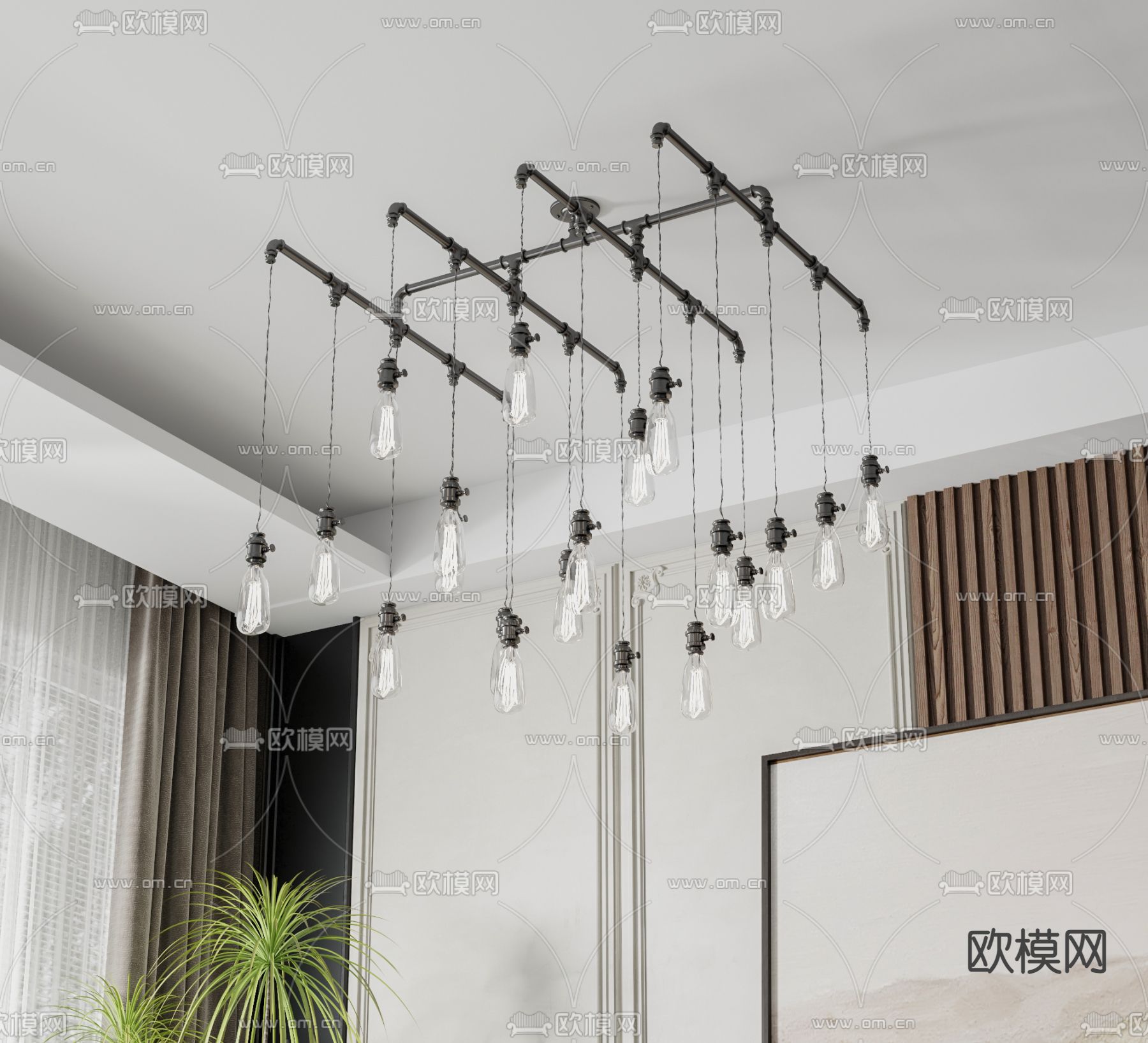 工业风金属吊灯3d模型下载