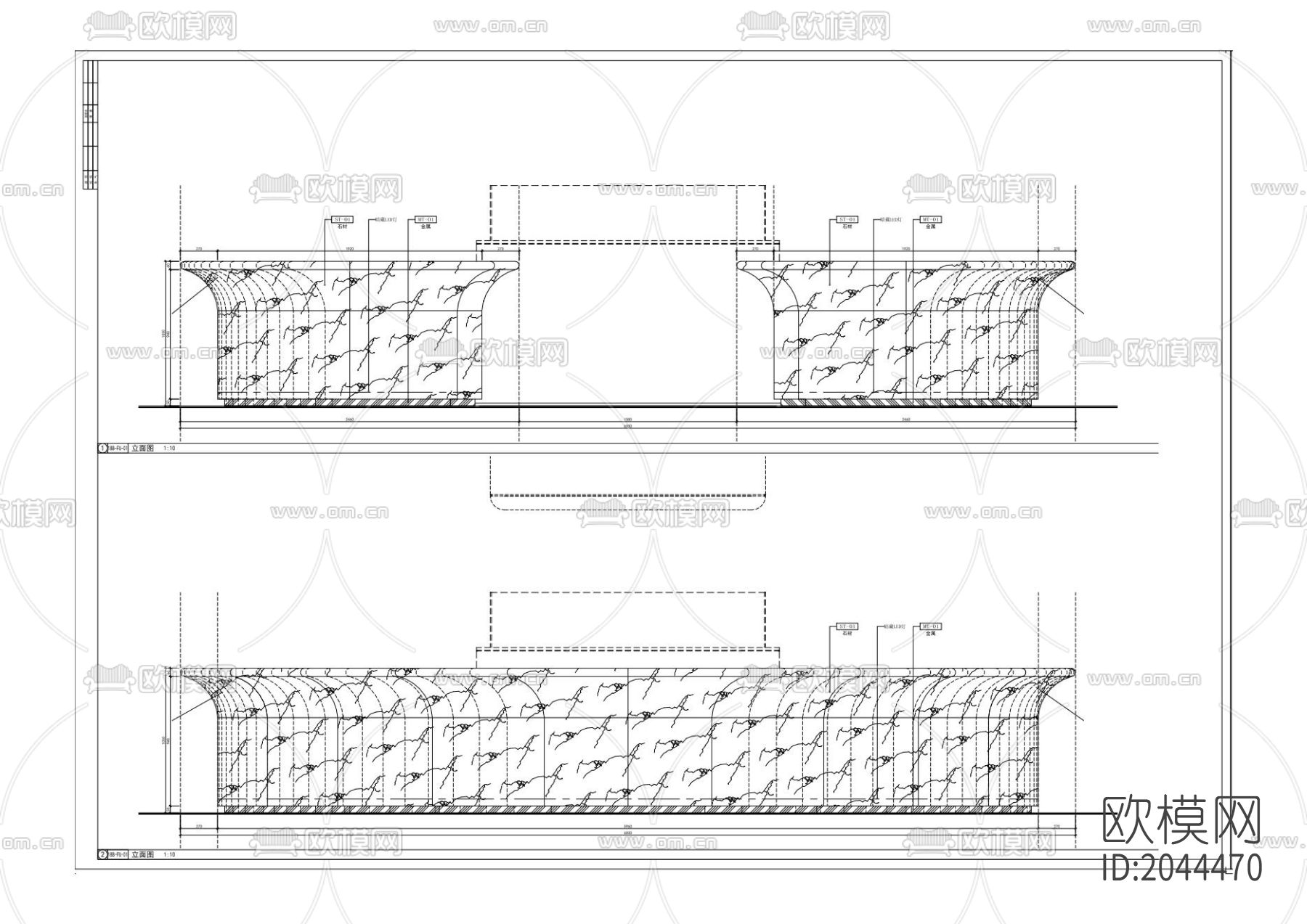 圆形水吧台节点大样下载（渲染图2）