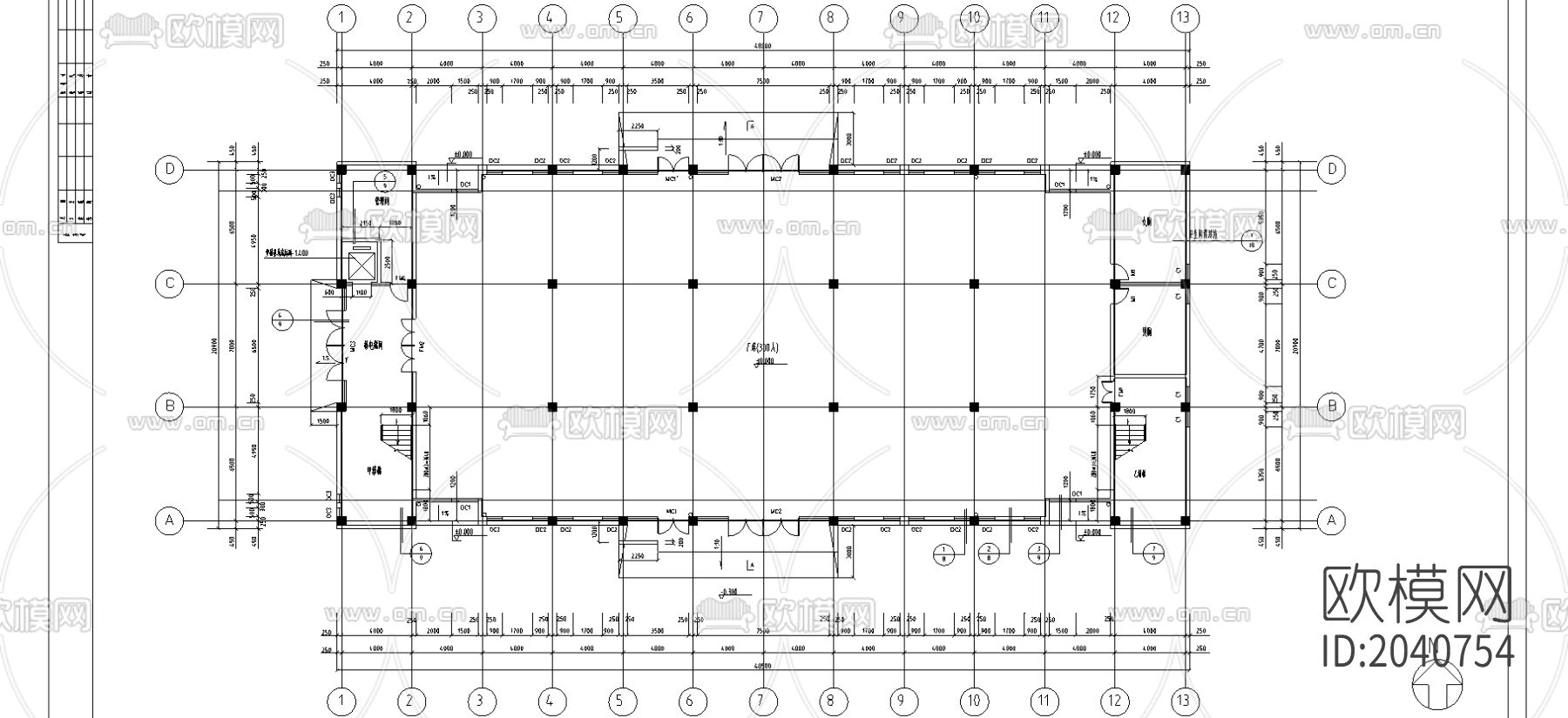 工业厂房cad施工图下载（渲染图4）