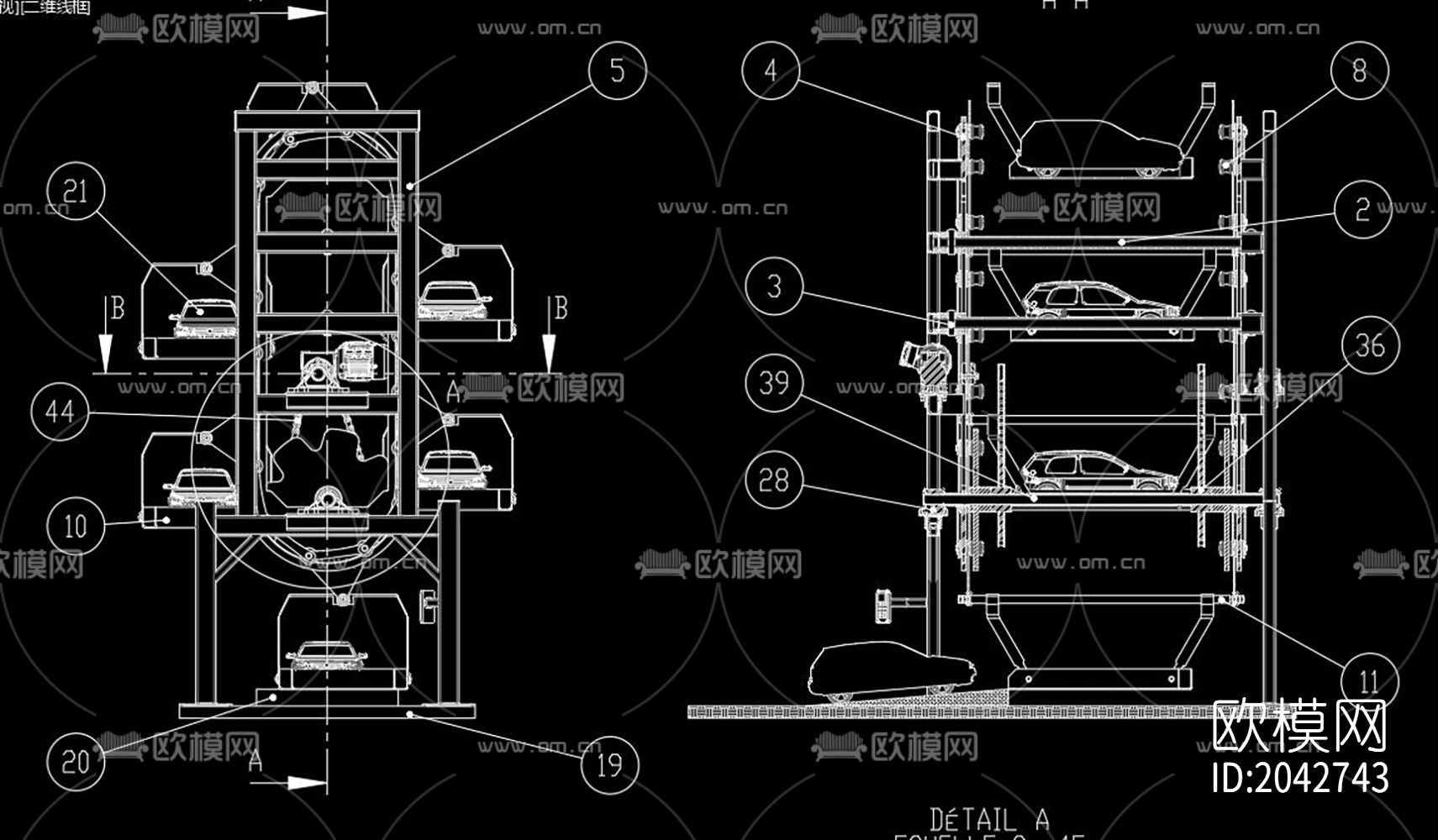 立体旋转停车场cad施工图下载（渲染图4）