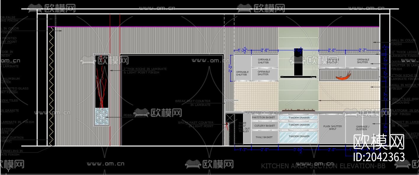 厨房cad施工图下载（渲染图7）