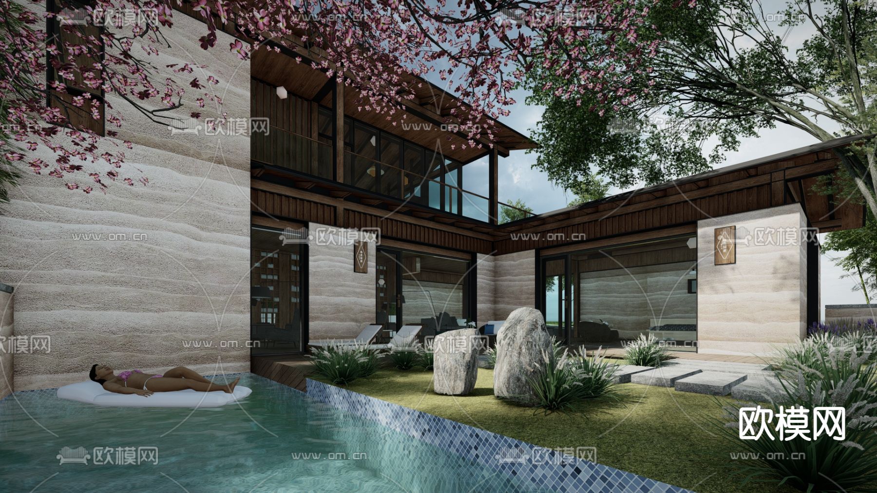 中式乡村庭院su模型下载（渲染图4）