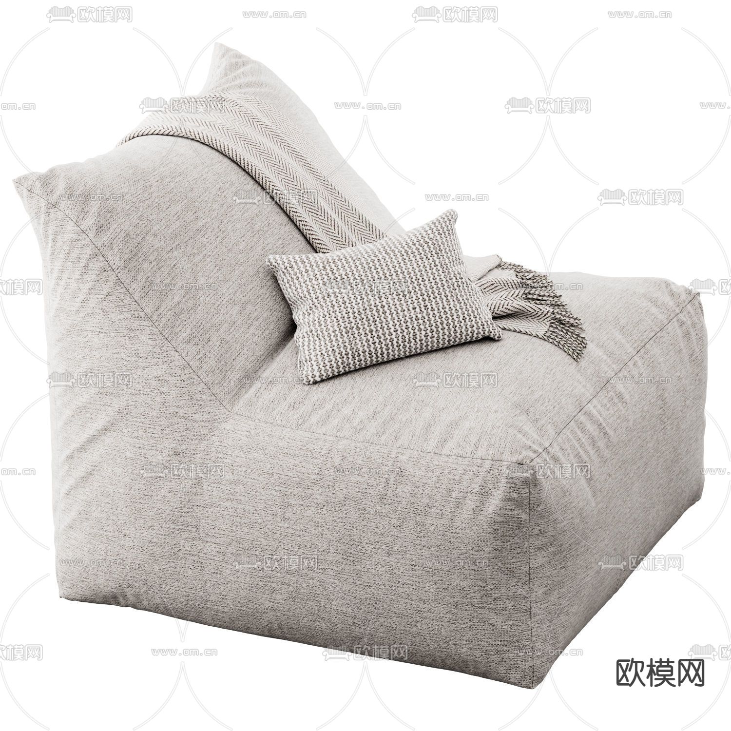 现代布艺懒人沙发3d模型下载（渲染图2）