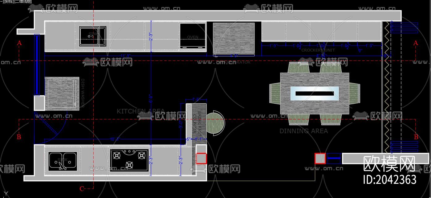 厨房cad施工图下载（渲染图6）