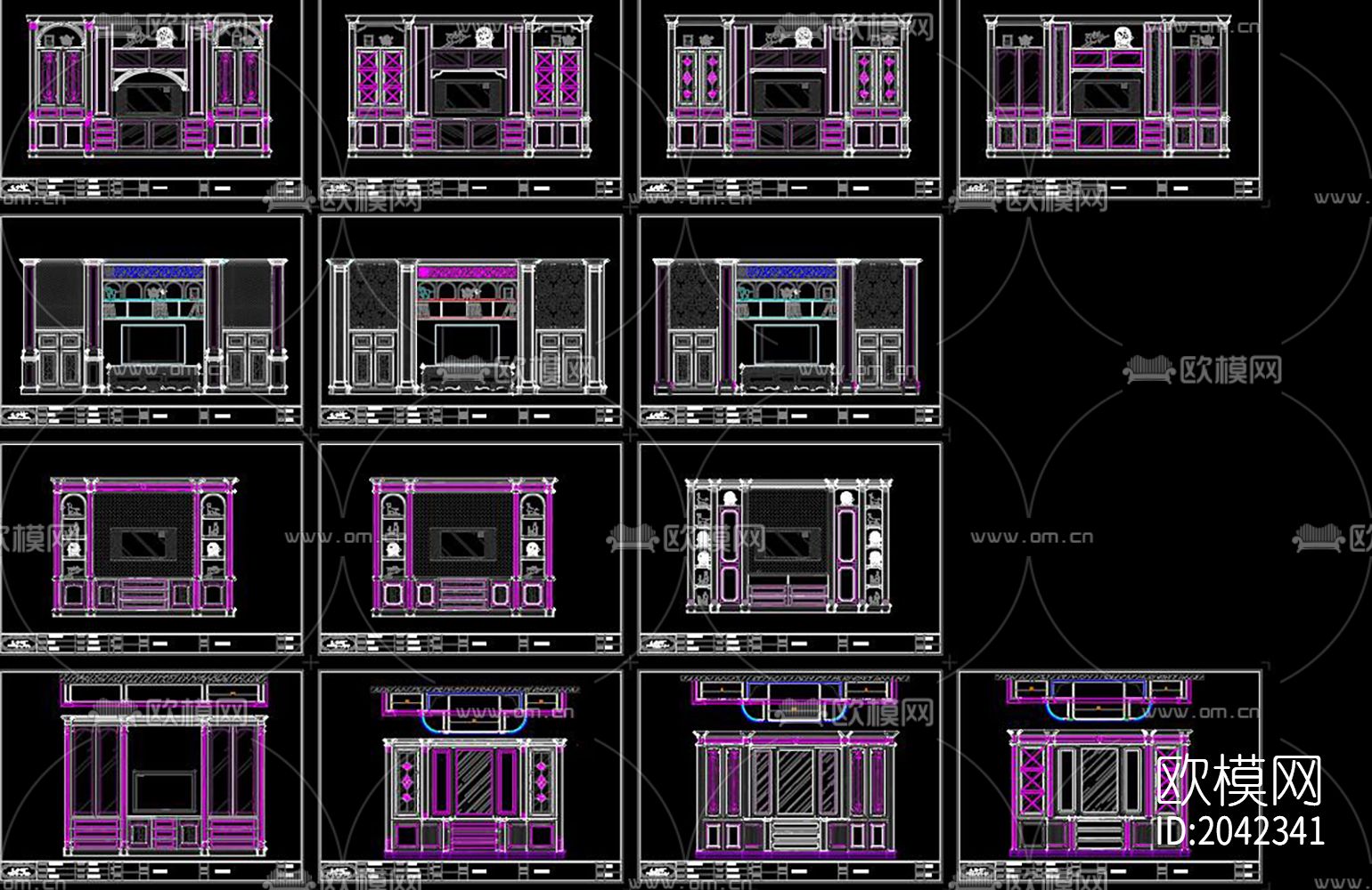 美式书柜cad图库下载（渲染图4）