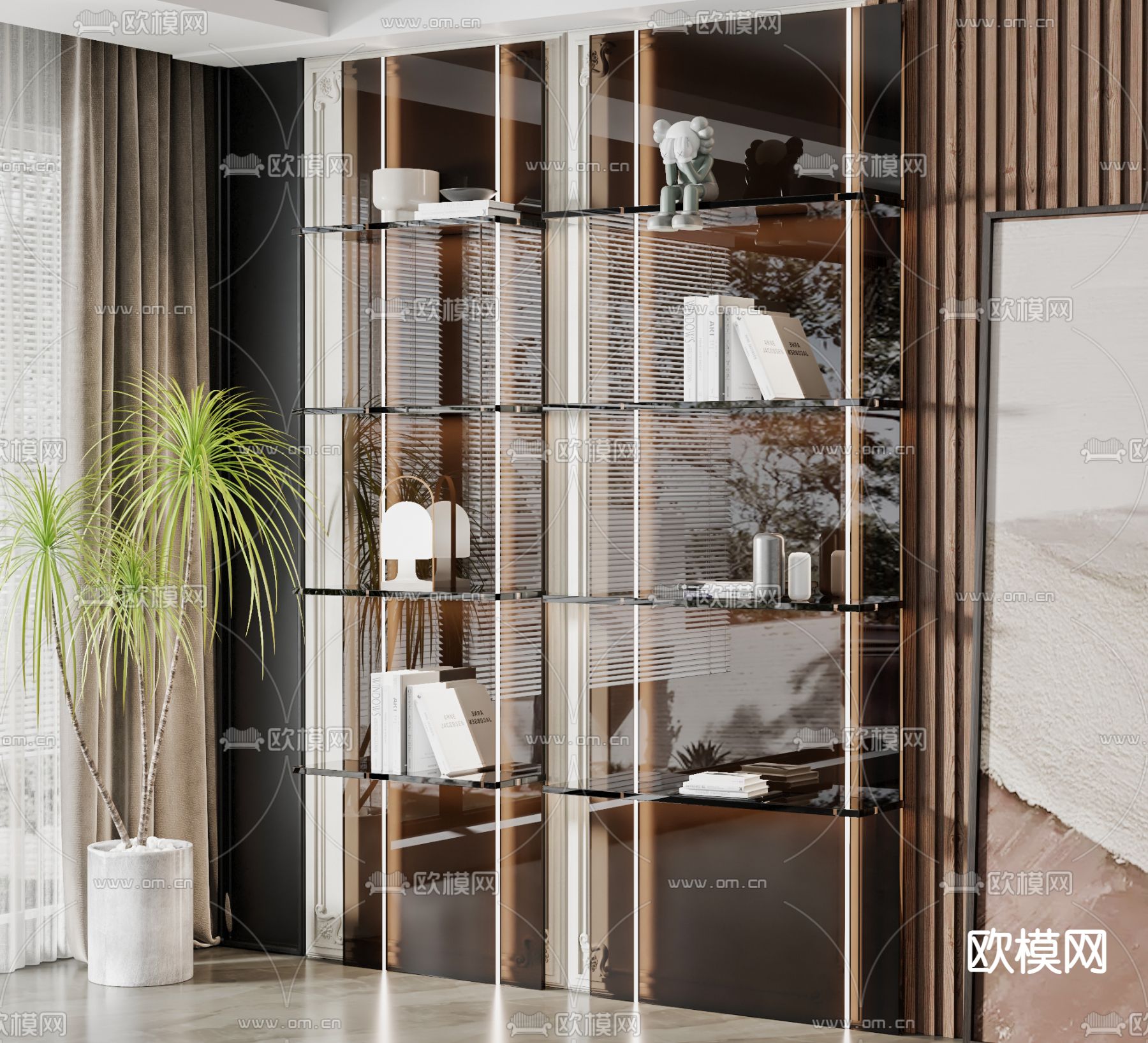 现代亚克力装饰柜置物架3d模型