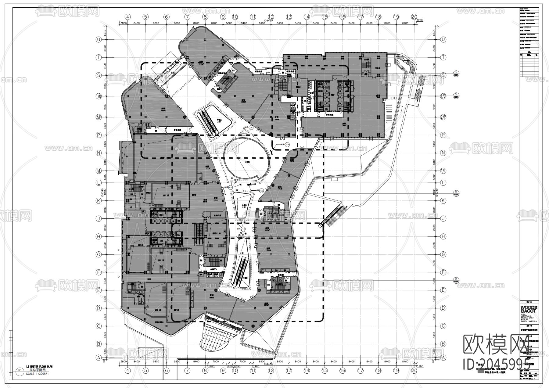 商业广场cad施工图-免费3dmax模型库-欧模网