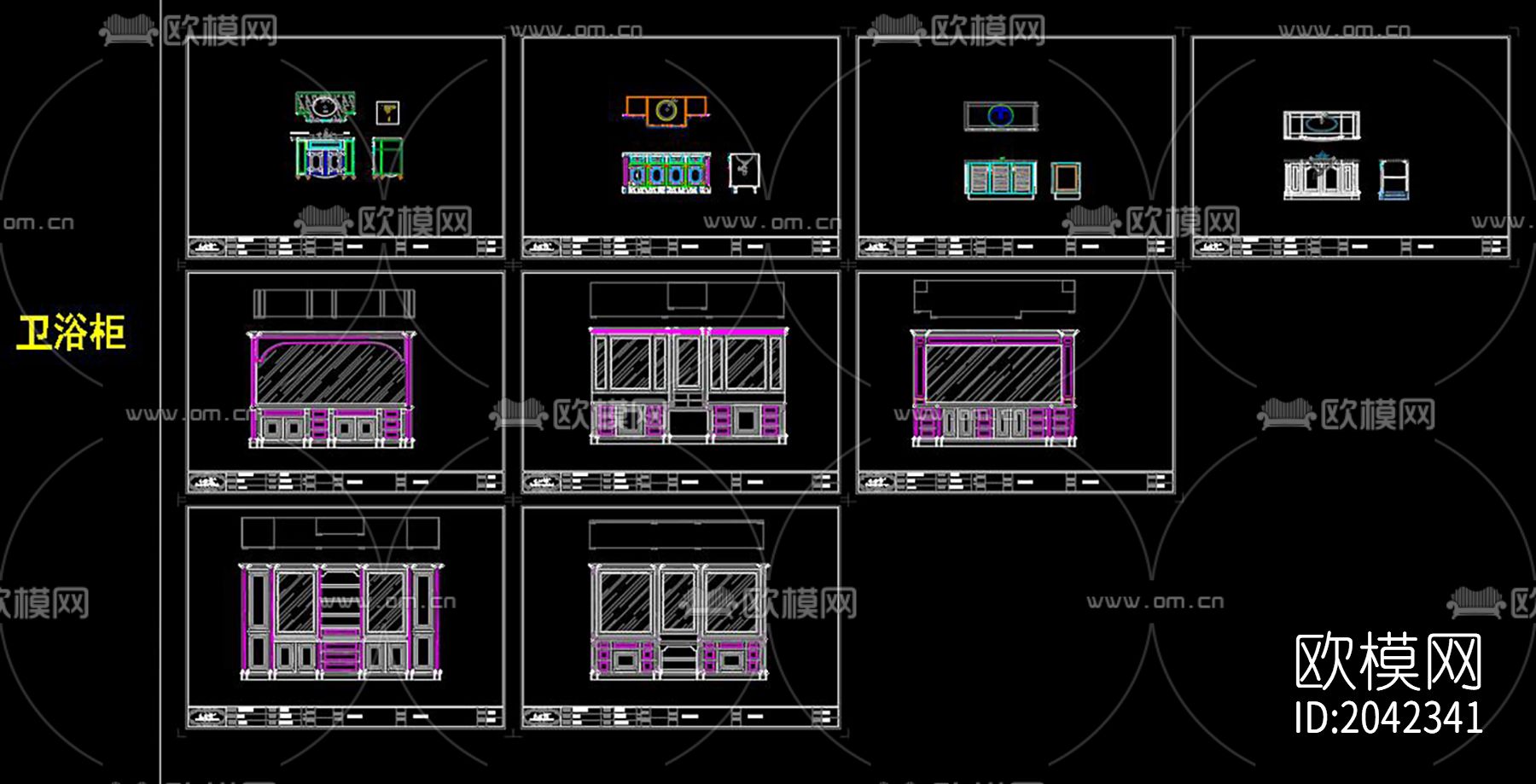 美式书柜cad图库下载（渲染图3）