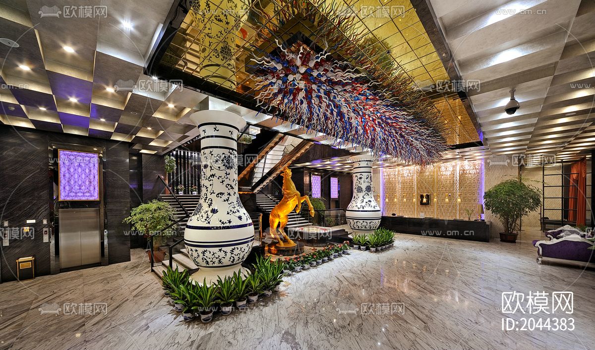 公馆会所cad施工图下载（渲染图4）