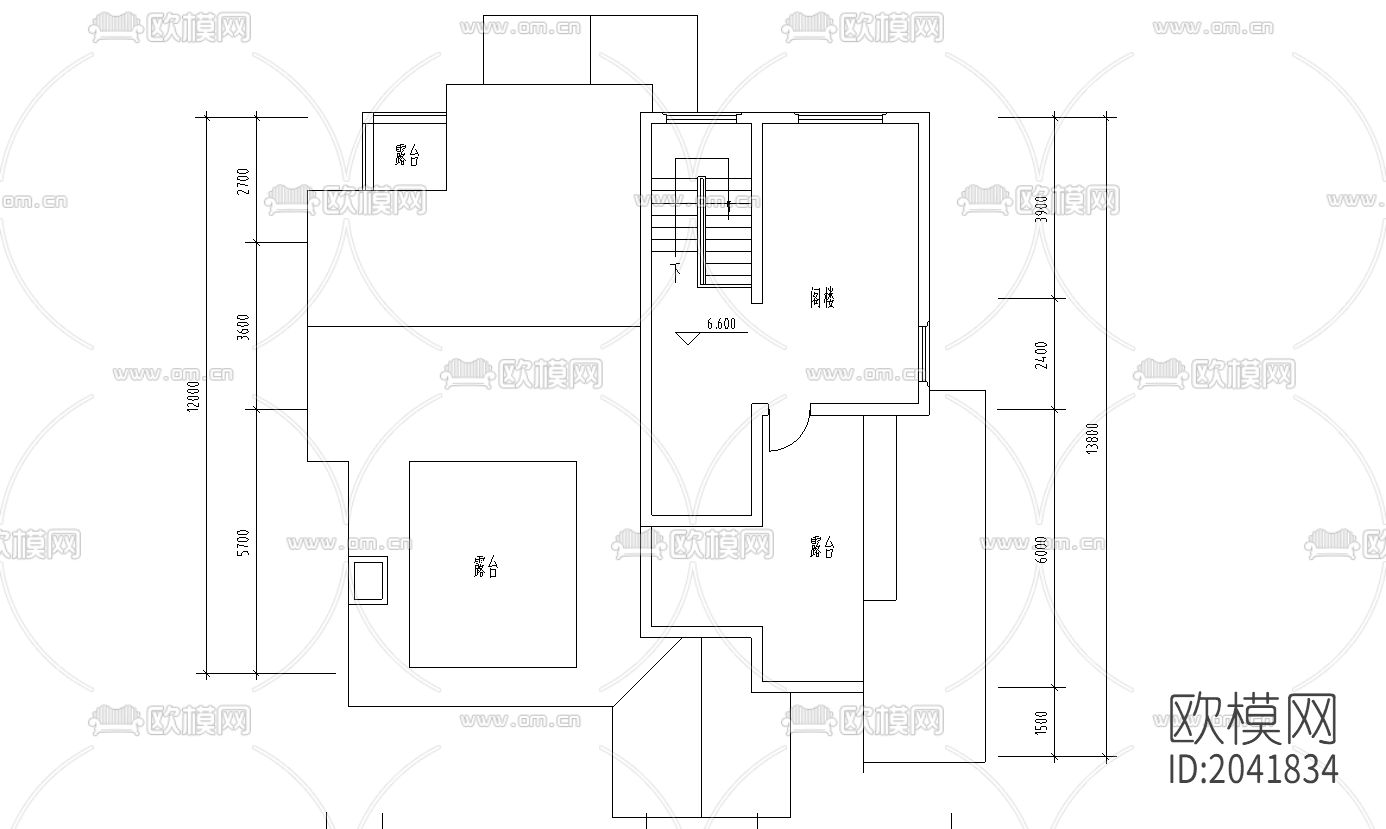 别墅建筑cad施工图下载（渲染图3）