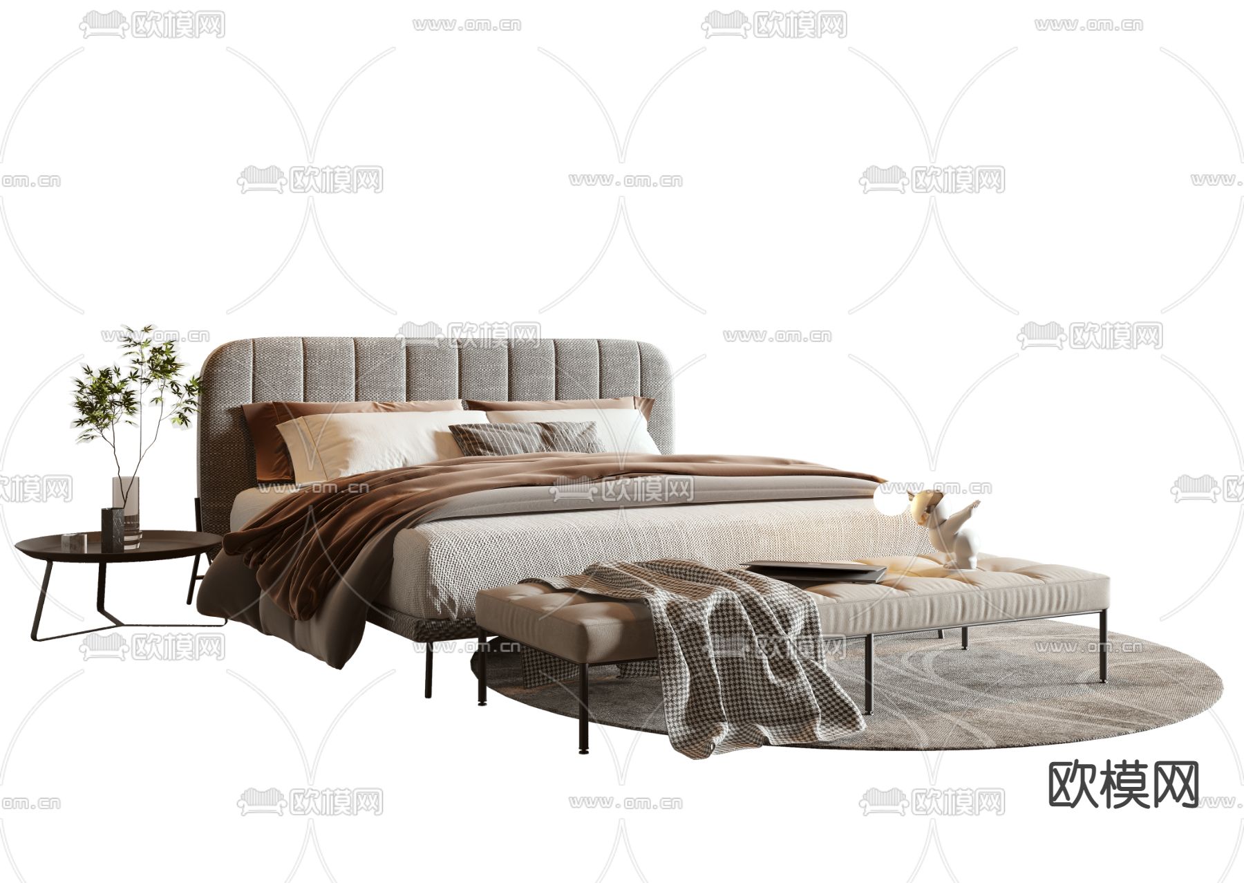 Calligaris 现代布艺双人床3d模型下载