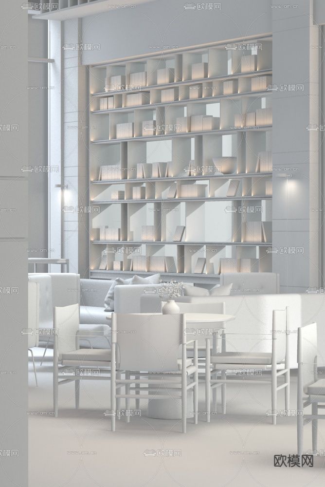 力思国际 现代售楼处洽谈区3d模型下载（渲染图2）