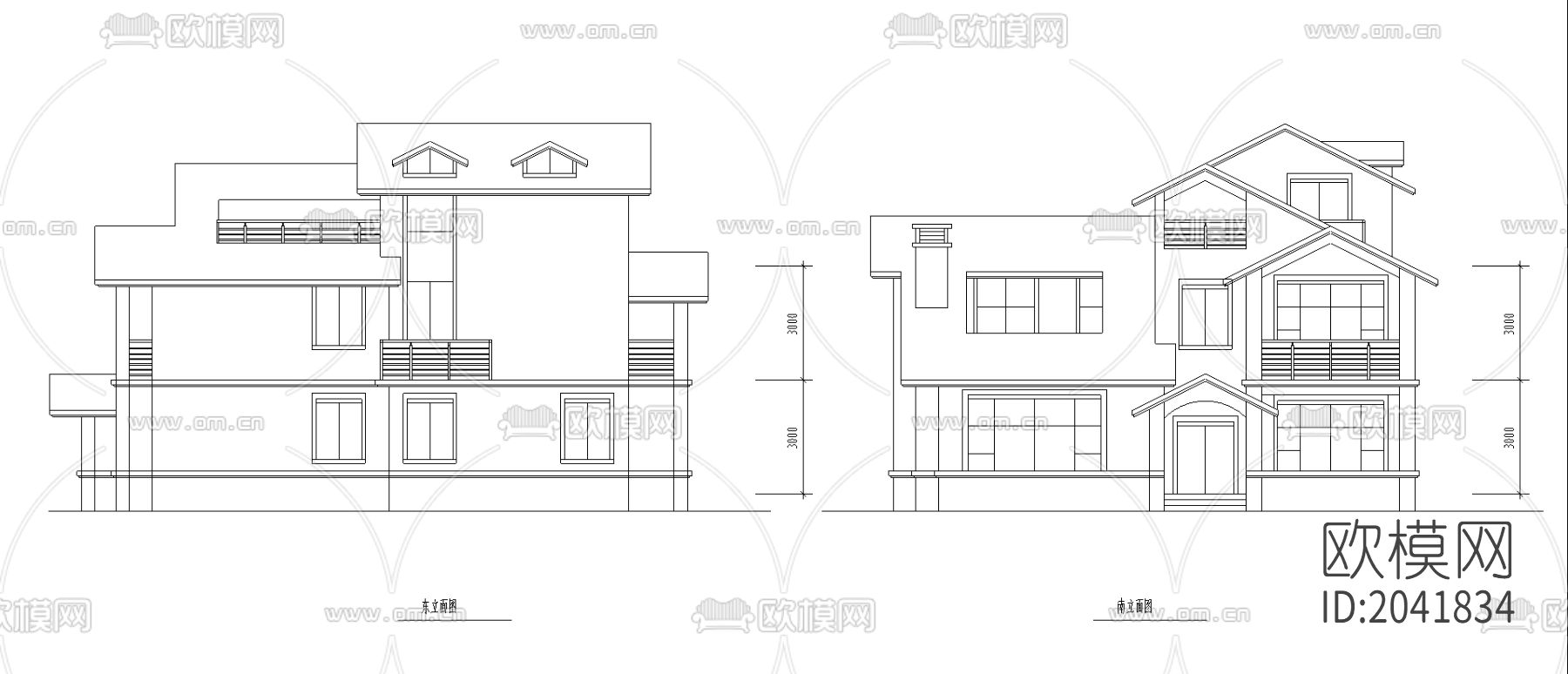 别墅建筑cad施工图下载（渲染图4）
