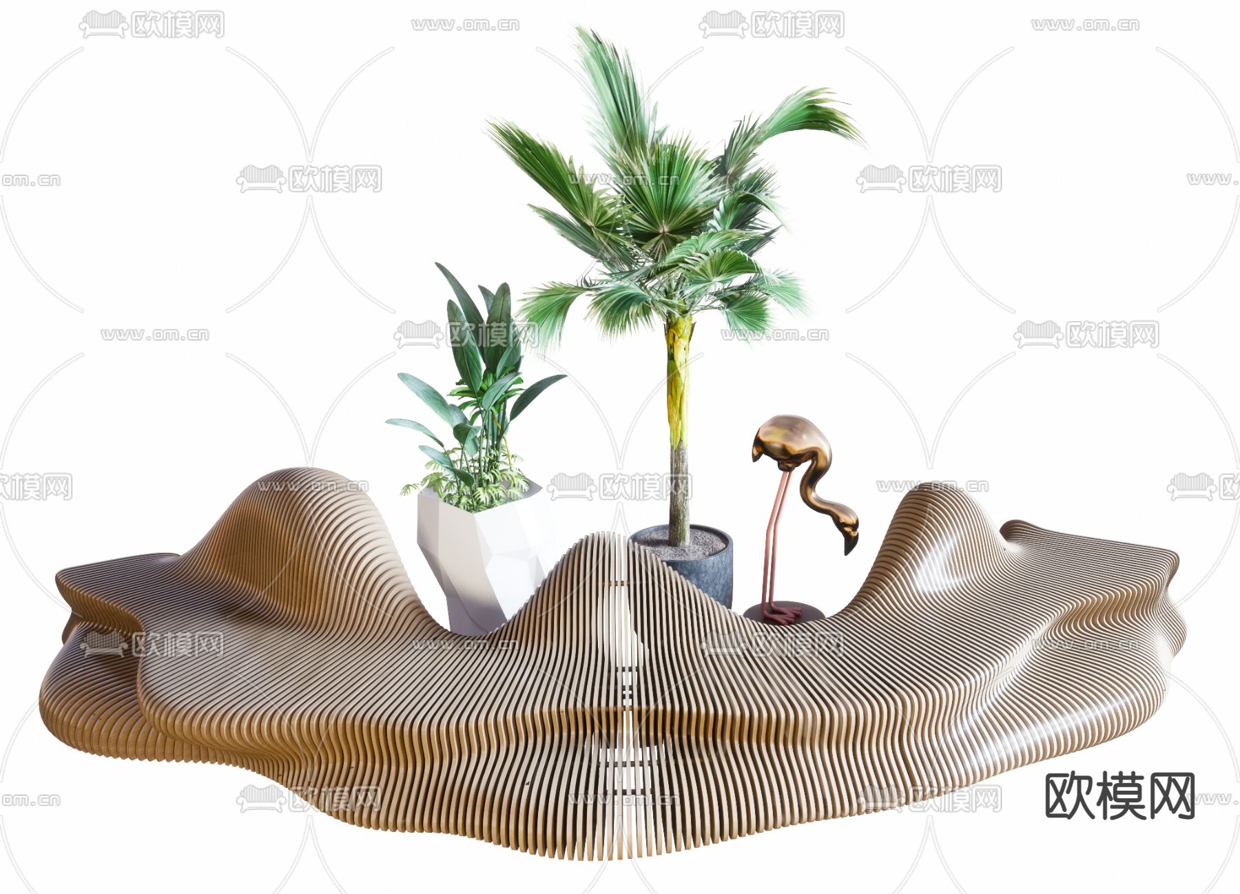 现代异形户外椅su模型下载（渲染图1）