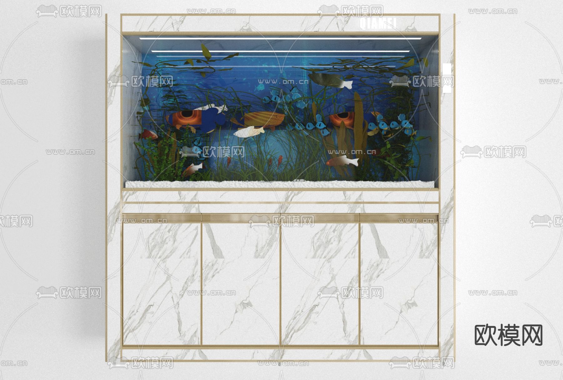 现代大理石鱼缸柜免费3d模型下载