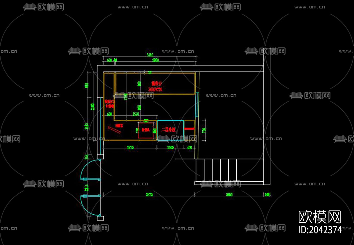 奶茶店cad施工图下载（渲染图3）