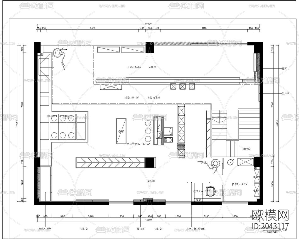 茶室cad施工图-免费3dmax模型库-欧模网