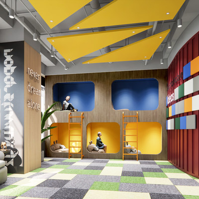  现代公司休息区su模型 