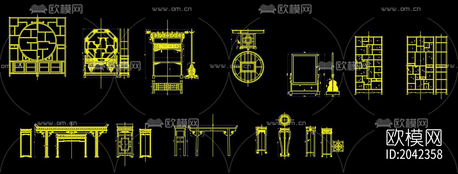 新中式沙发cad图库下载（渲染图6）