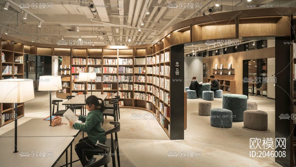 圖書館cad施工圖下載(渲染圖4)