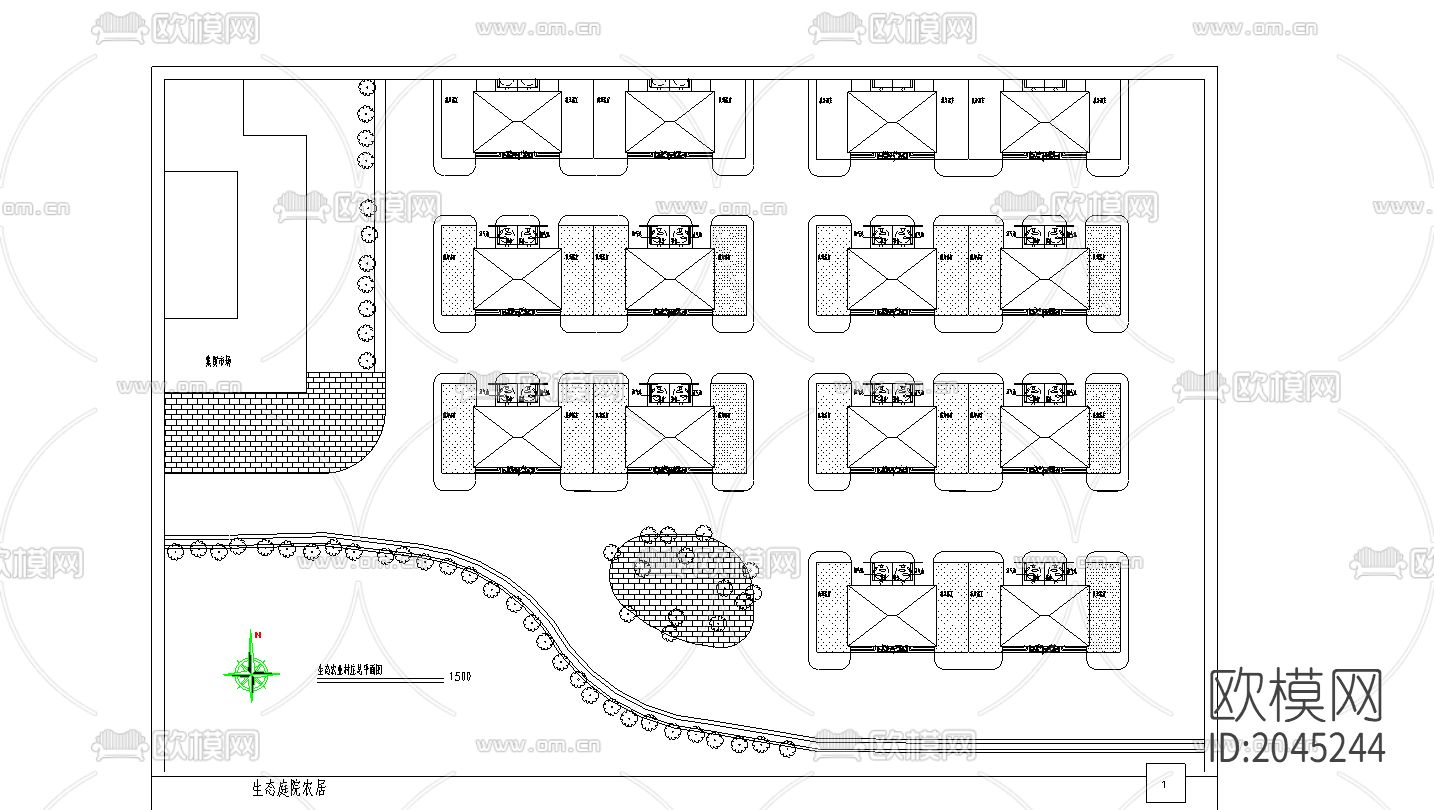 生态庭院农居cad施工图下载（渲染图5）