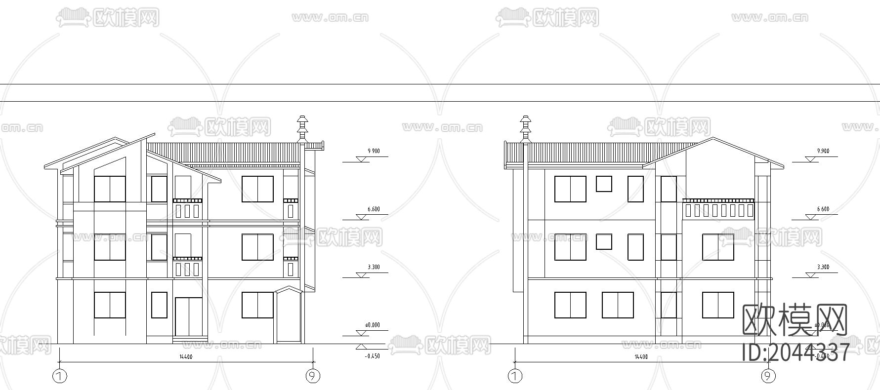 别墅cad施工图下载（渲染图4）