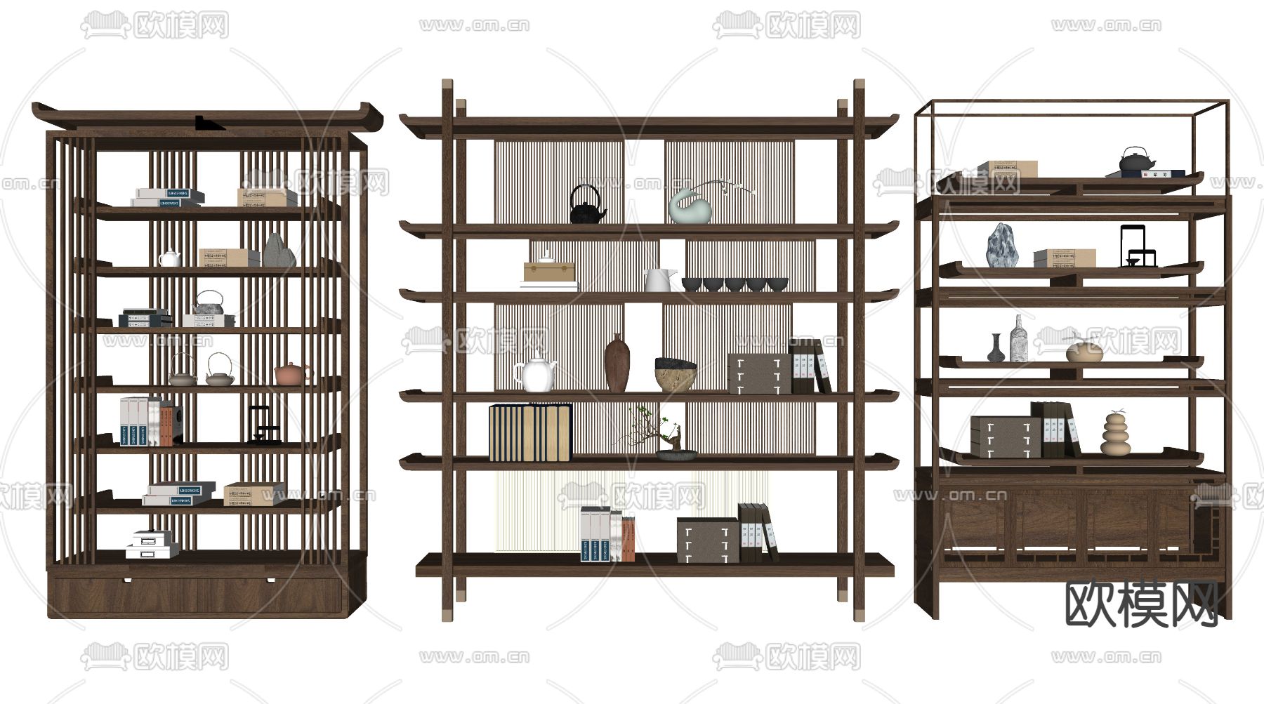 新中式博古架su模型下载（渲染图2）