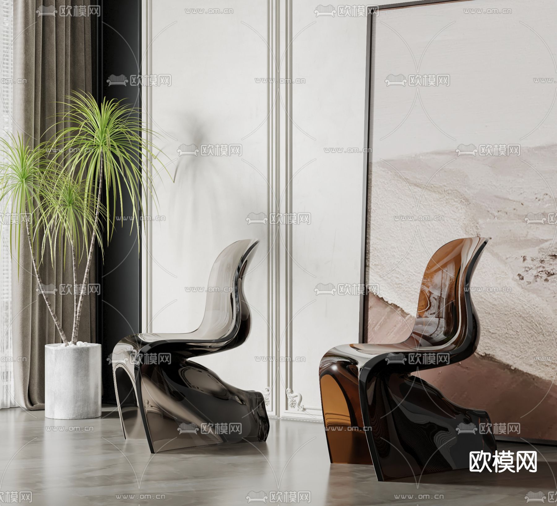 现代亚克力休闲椅3d模型
