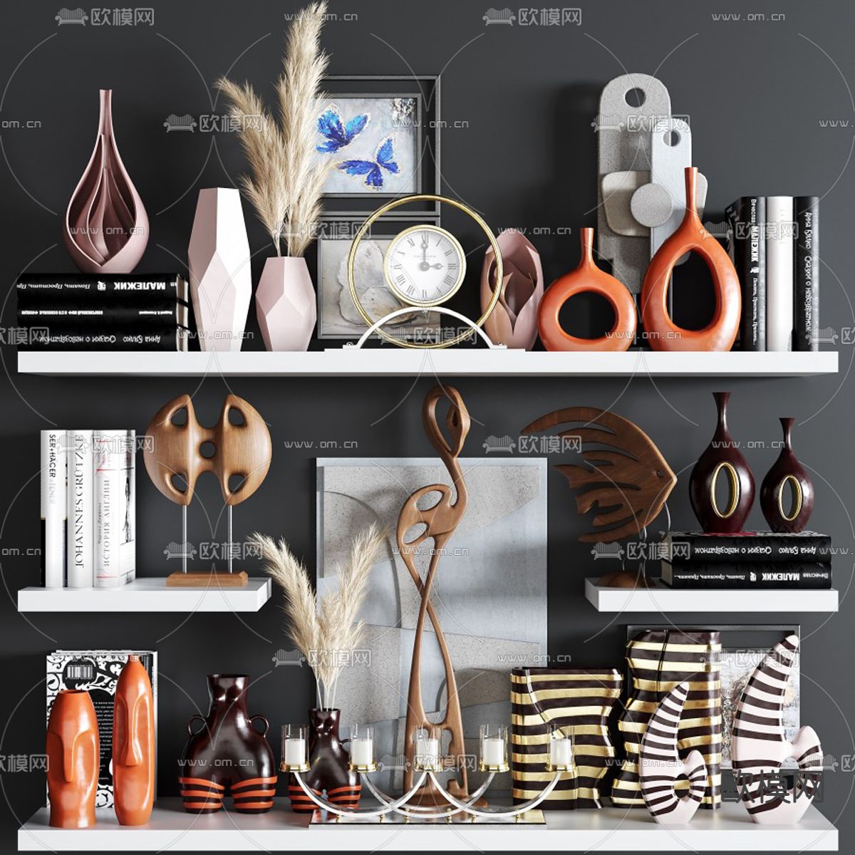 现代雕塑书籍饰品摆件3d模型下载