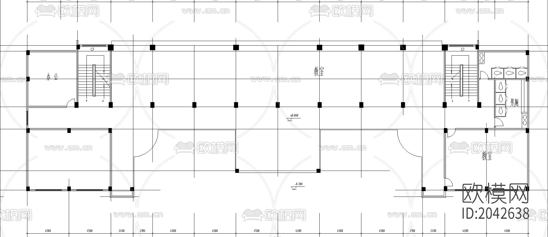 教学楼cad施工图下载（渲染图3）