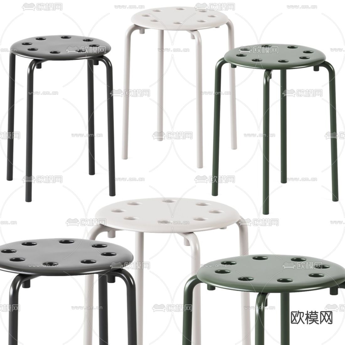 现代金属凳子3d模型