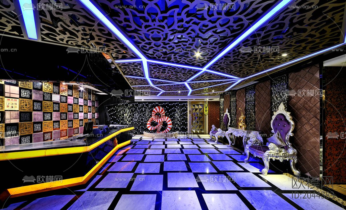 公馆会所cad施工图下载（渲染图6）