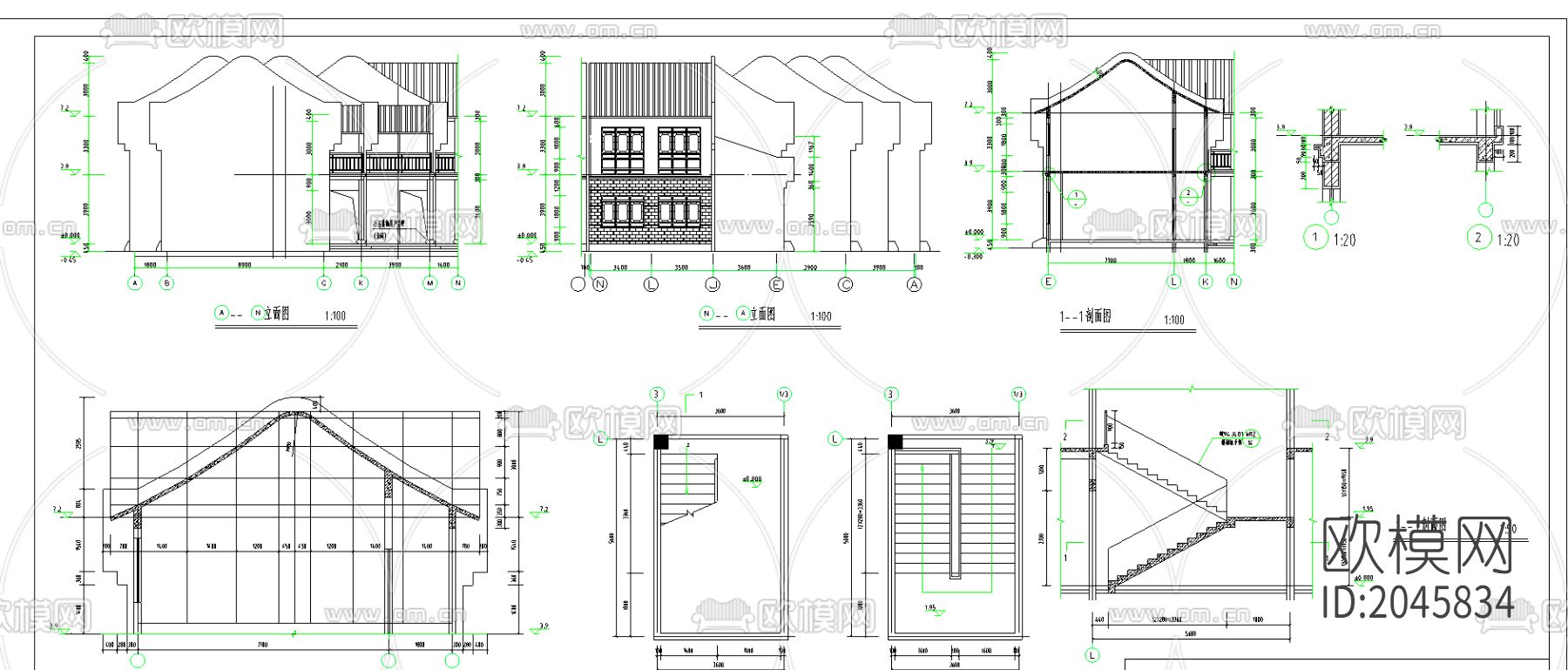 四合院设计南西楼cad施工图下载（渲染图3）