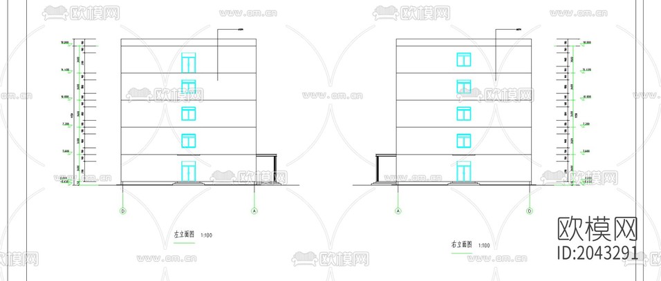 建筑cad施工圖下載(渲染圖1)