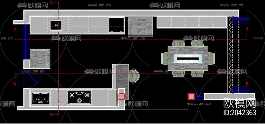 厨房cad施工图下载（渲染图10）
