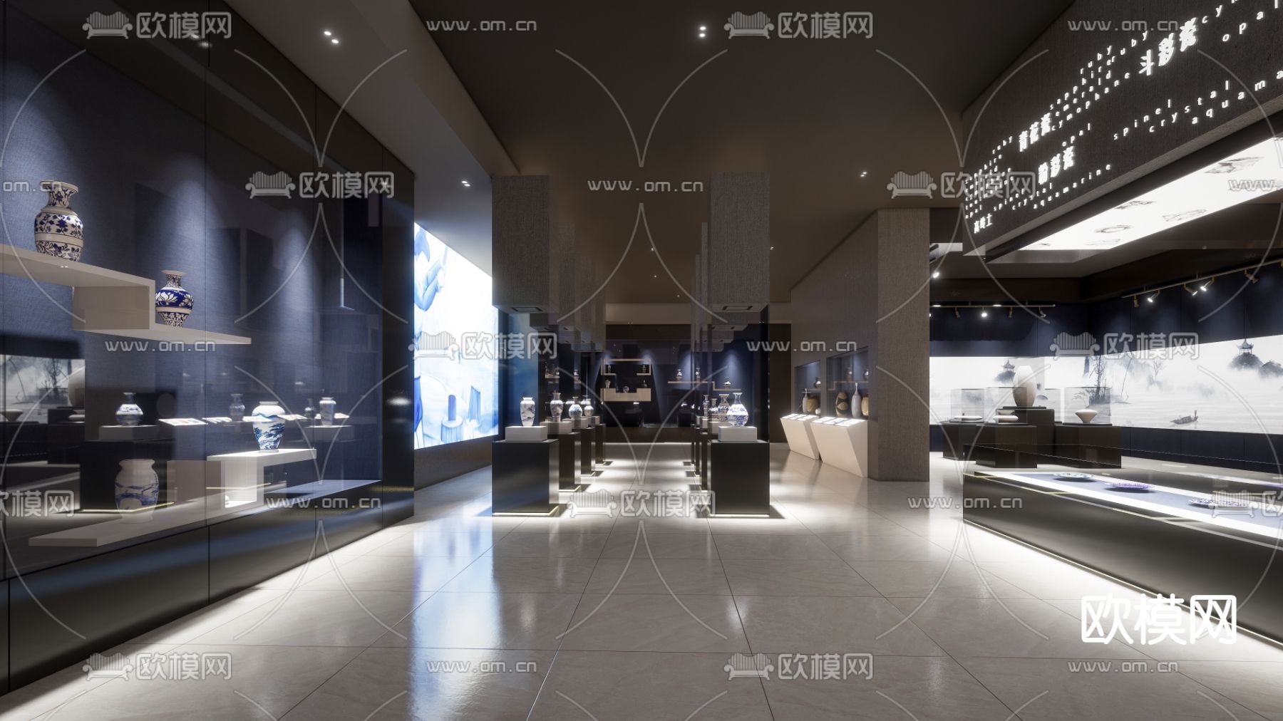 现代陶瓷文化展厅su模型下载（渲染图3）