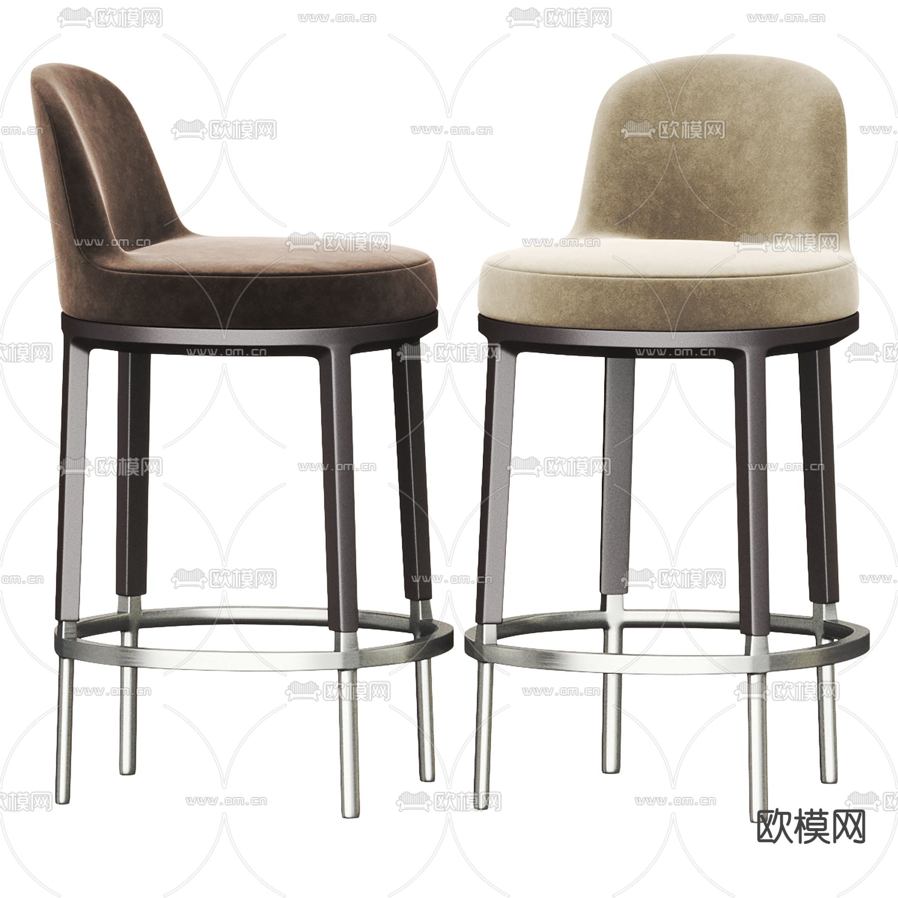 现代布艺吧台椅3d模型下载（渲染图4）