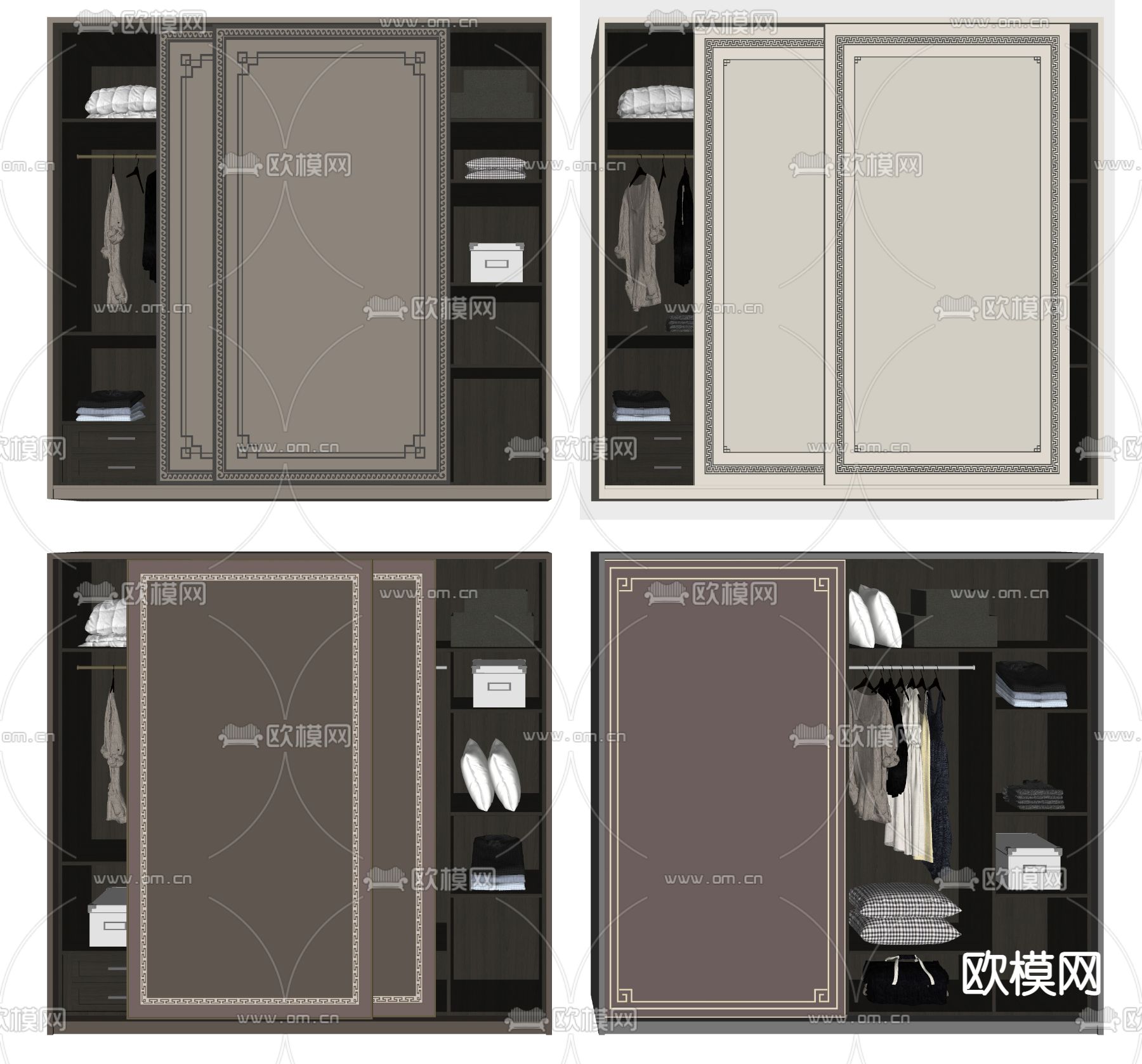 新中式衣柜su模型下载（渲染图2）