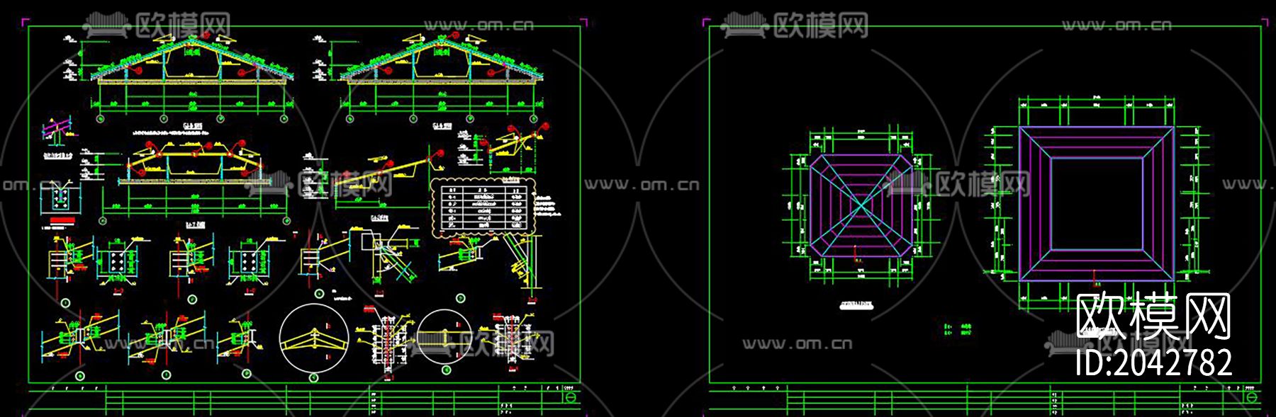 仿古坡屋顶cad施工图下载（渲染图7）
