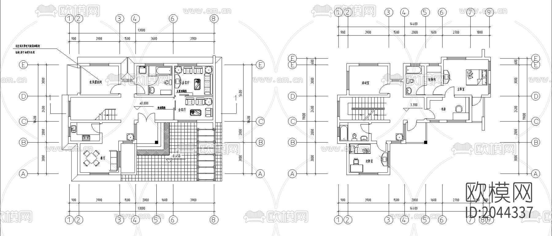 别墅cad施工图下载（渲染图3）