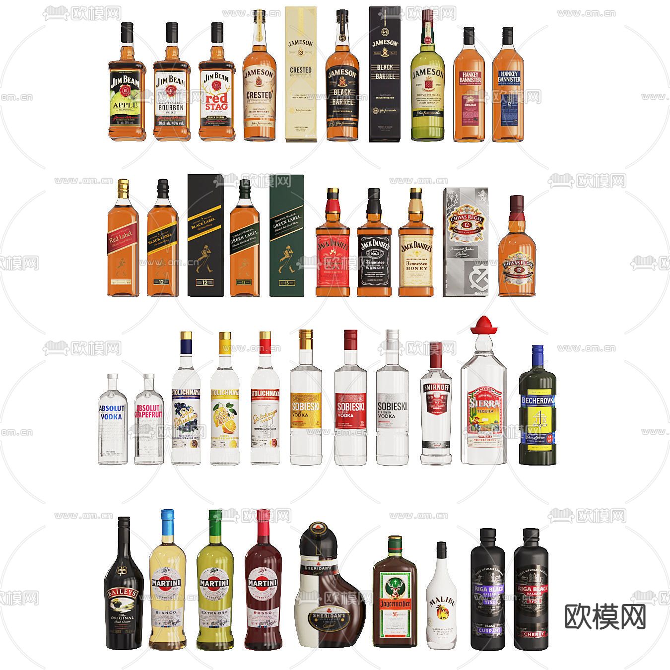 现代洋酒红酒3d模型下载