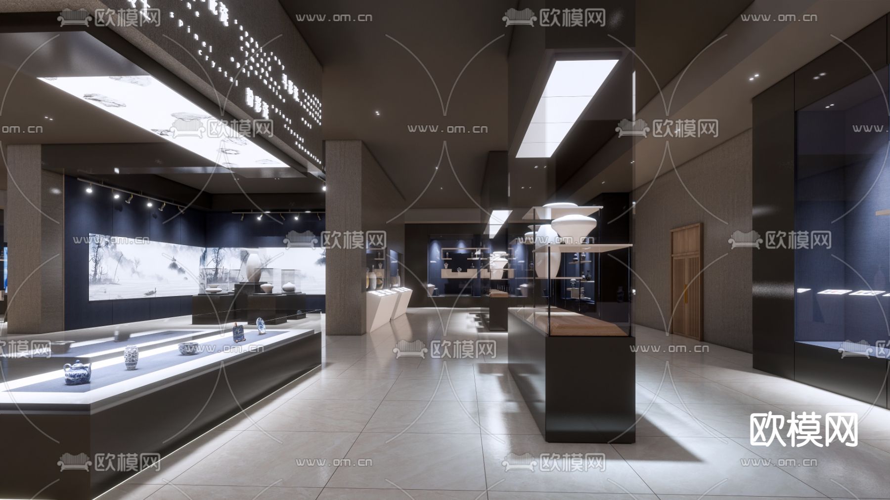 现代陶瓷文化展厅su模型下载（渲染图5）
