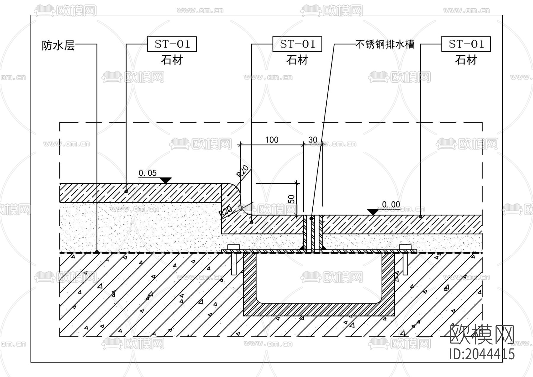 不锈钢排水槽节点大样下载
