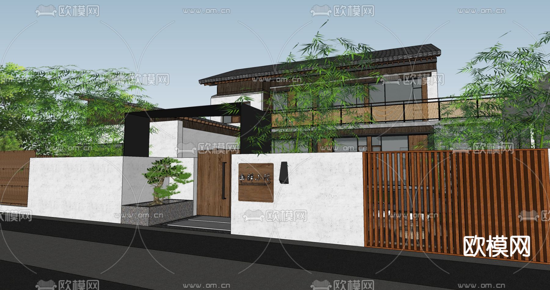 中式乡村庭院su模型下载（渲染图3）