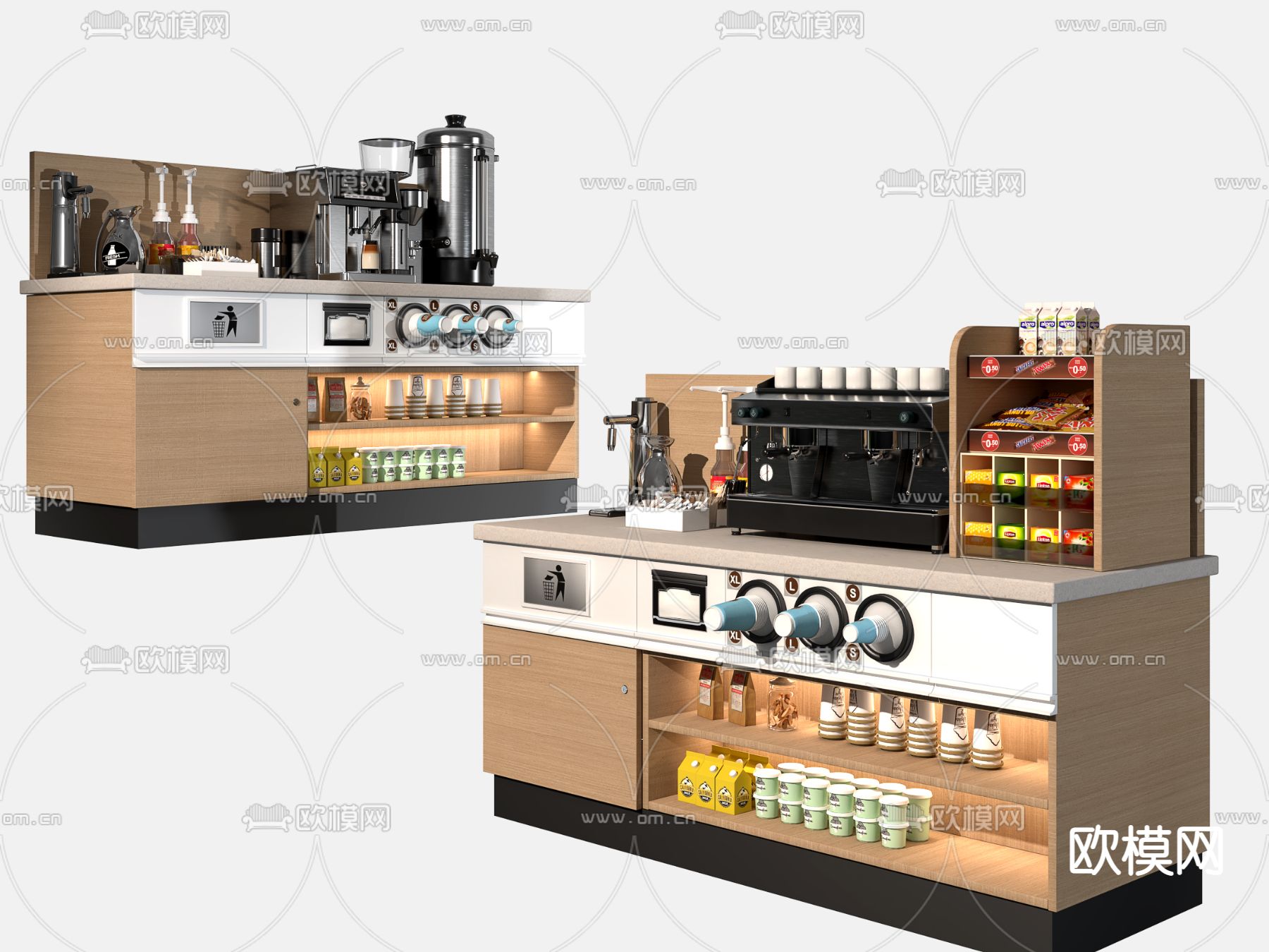 现代咖啡机果汁机操作台3d模型下载