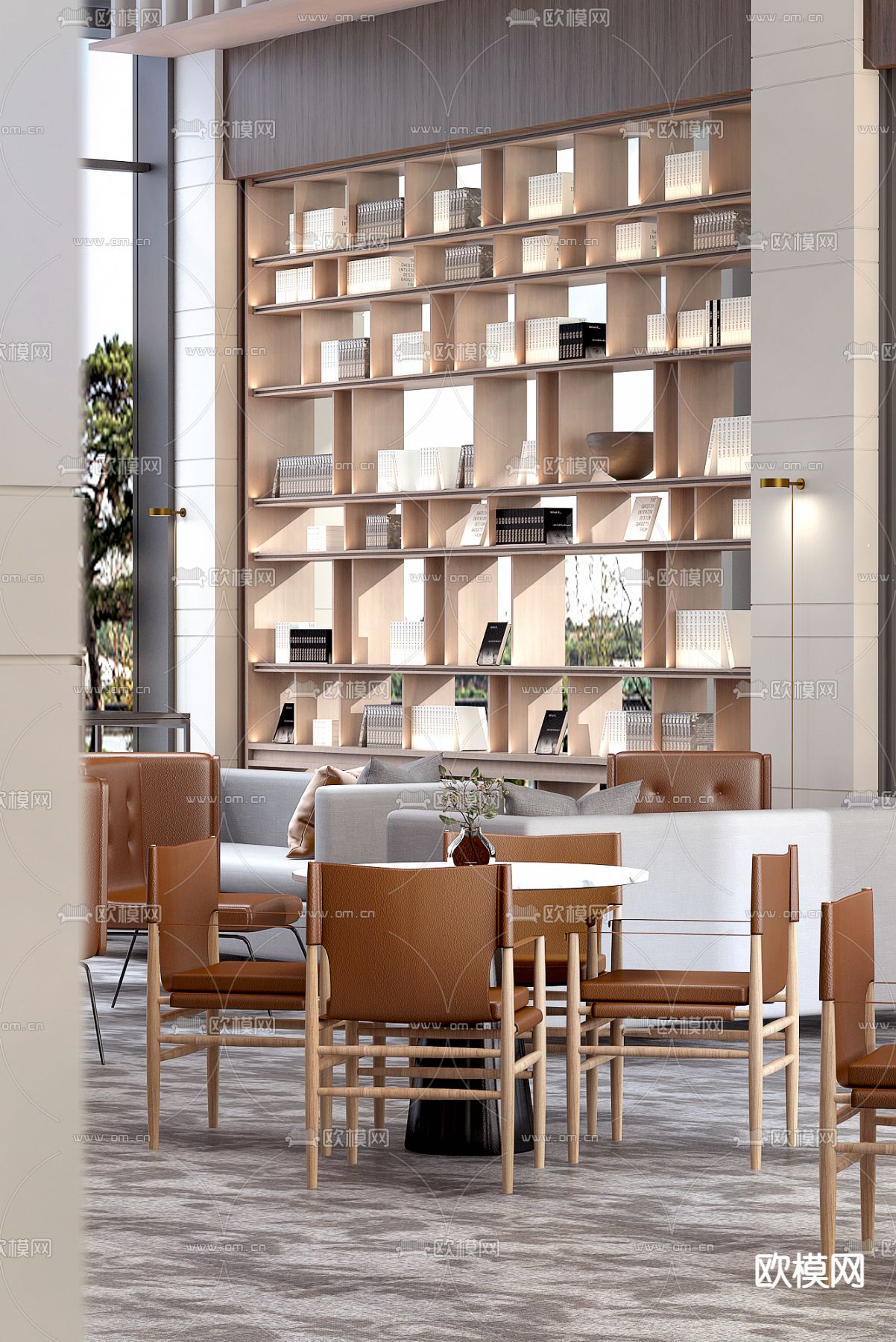 力思国际 现代售楼处洽谈区3d模型下载（渲染图1）
