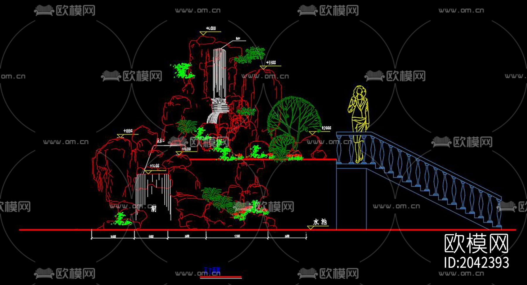 屋顶花园cad施工图下载（渲染图3）
