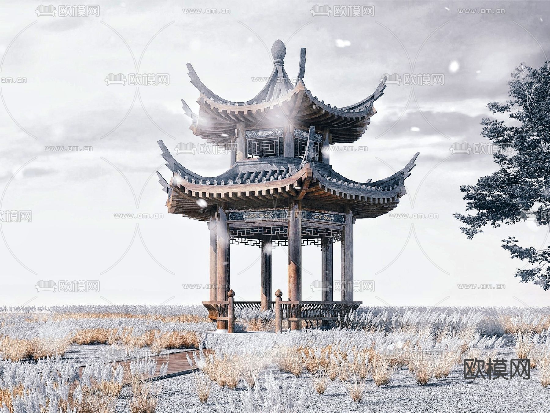 中式古建凉亭 亭子3d模型